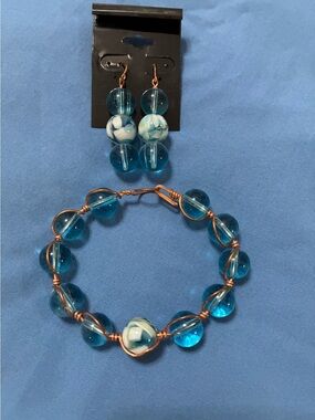 Handmade bracelet and earrings set